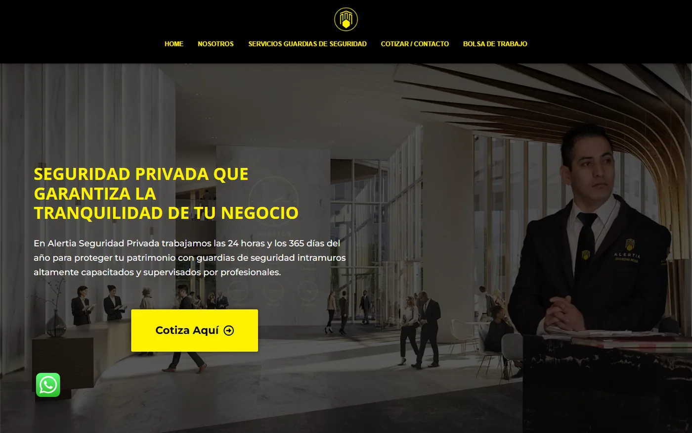 Sitio de Alertia en escritorio, pantalla 1