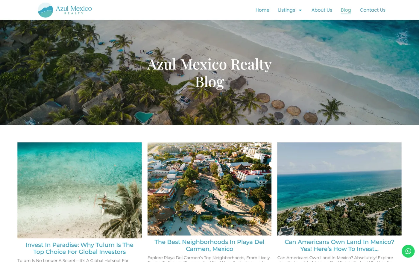 Sitio de Azul Mexico Realty en escritorio, pantalla 2