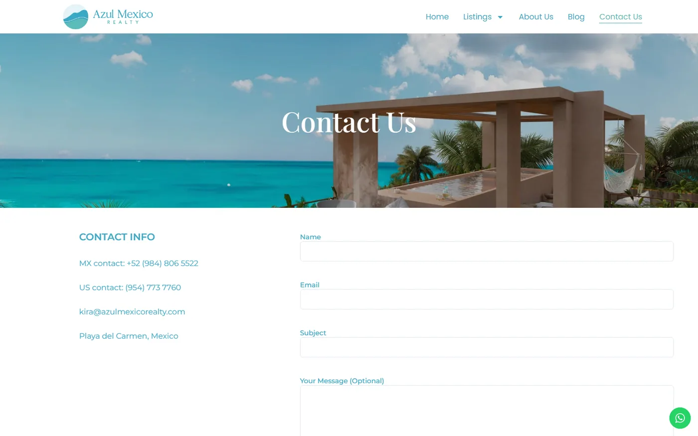Sitio de Azul Mexico Realty en escritorio, pantalla 3
