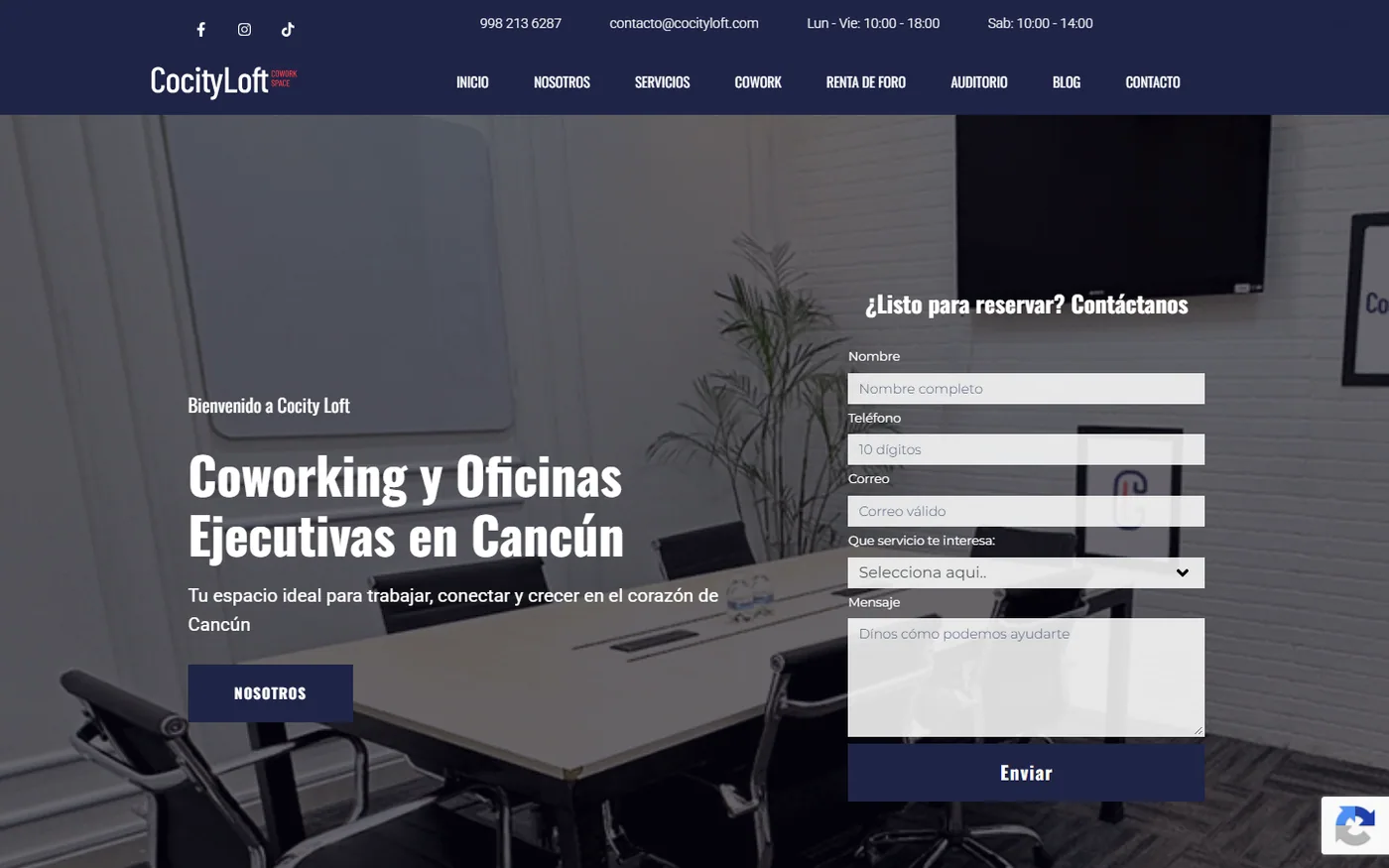 Sitio de Cocity Loft en escritorio, pantalla 1
