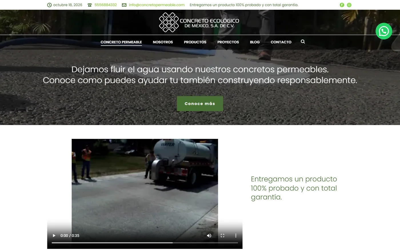 Concreto Ecológico desktop website, screen 1