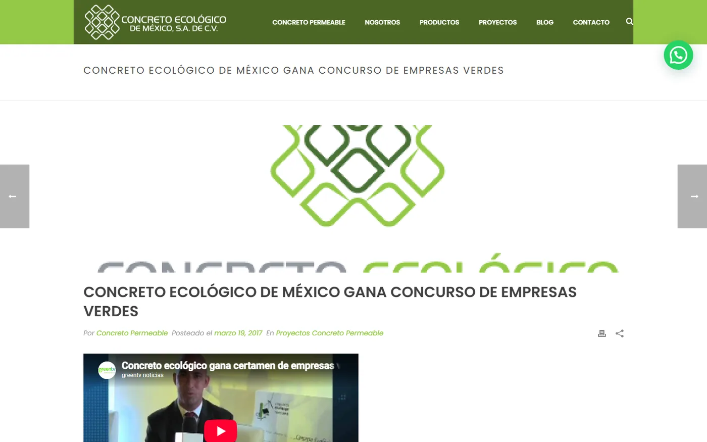 Concreto Ecológico desktop website, screen 2