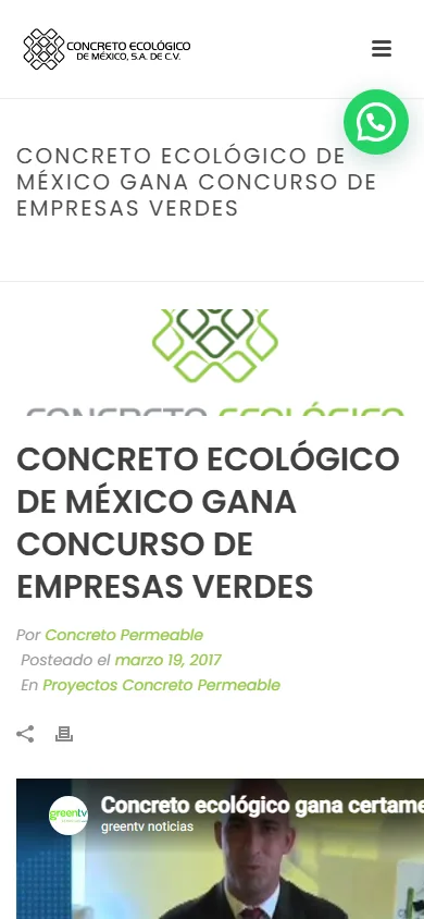 Concreto Ecológico mobile website, screen 2