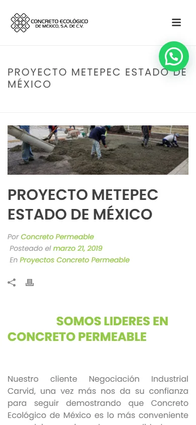 Concreto Ecológico mobile website, screen 3