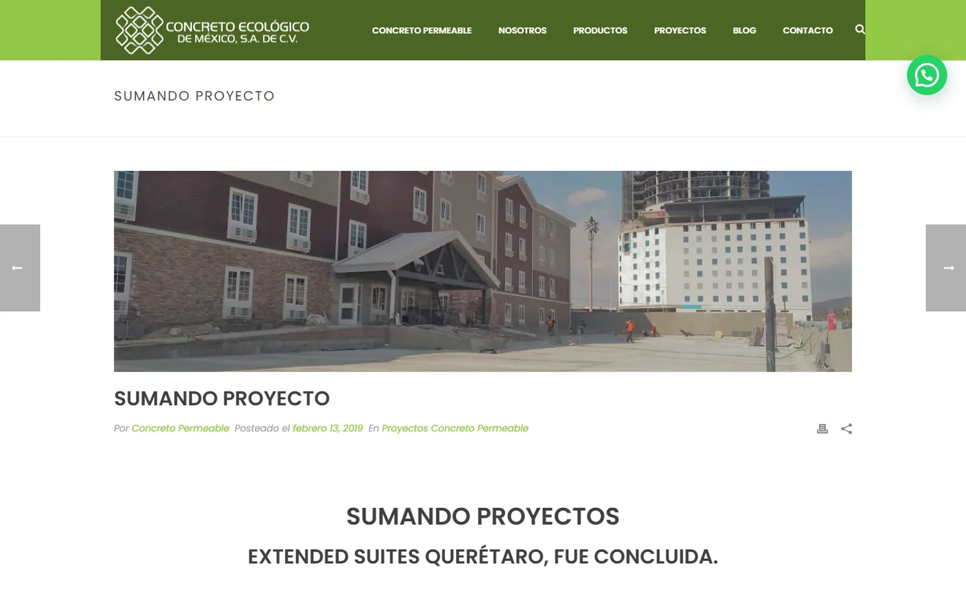 Concreto Ecológico desktop website, screen 4