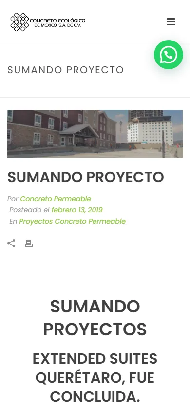 Concreto Ecológico mobile website, screen 4