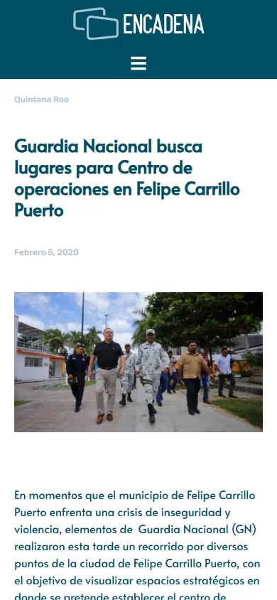 Sitio de Encadena Noticias en movil, pantalla 2