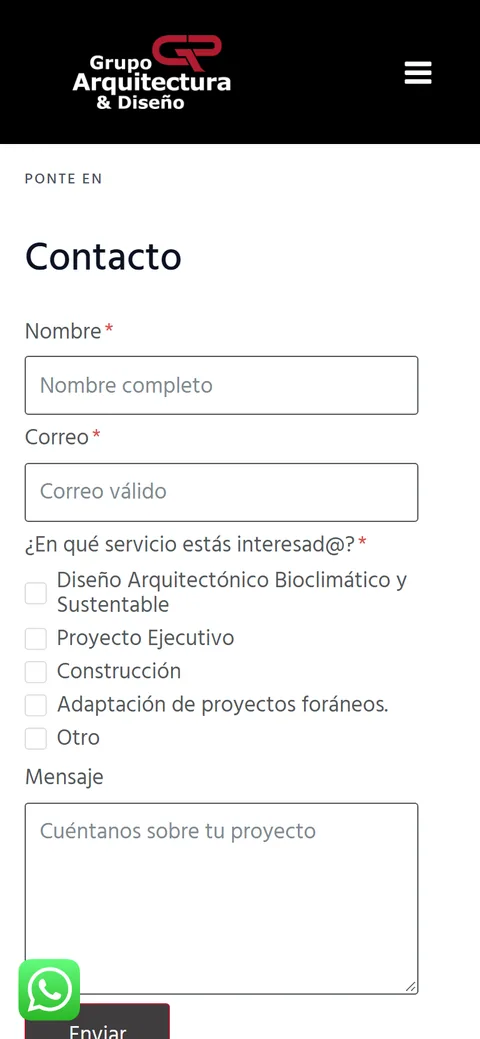 Grupo Arquitectura & Diseño mobile website, screen 3