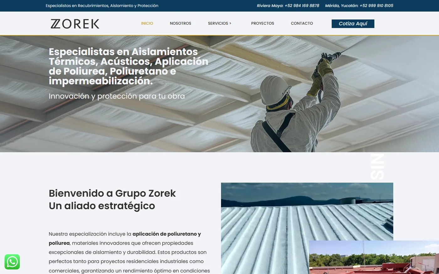 Sitio de Grupo Zorek en escritorio, pantalla 1