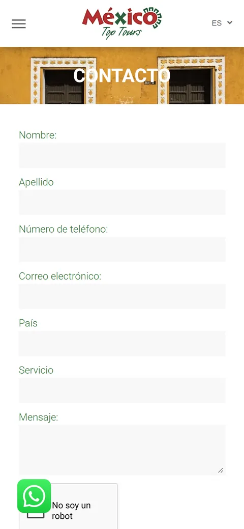 Sitio de Mexico Top Tours en movil, pantalla 4