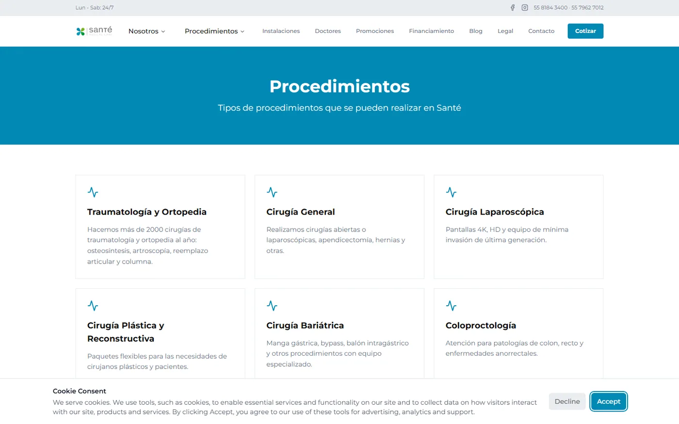 Sitio de Santé Medical Care en escritorio, pantalla 4